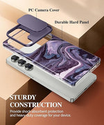 Quicksand marble Galaxy S25 Ultra case with slide camera cover & military protection.