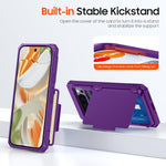 Purple Shockproof Wallet Case for Pixel 9/9 Pro with Card Holder, Kickstand, RFID