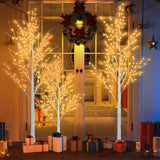 6/5/4 ft. Indoor/Outdoor Pre-Lit Artificial Christmas Tree Birch Tree with LED Lights (1 Set Contains 3 Sizes)