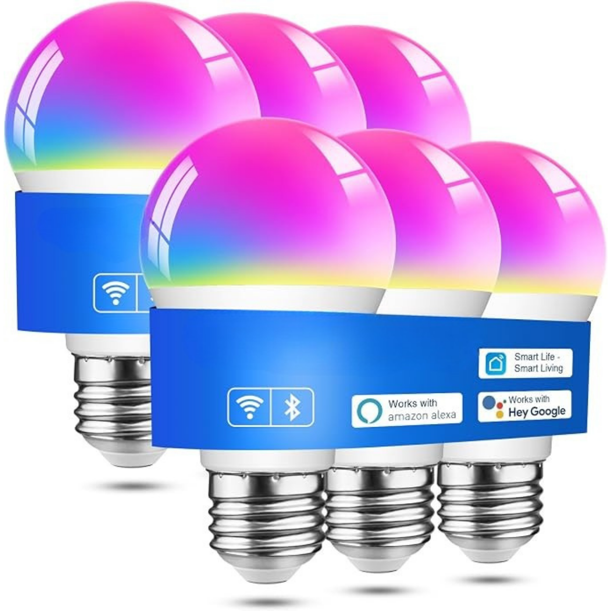 Smart WiFi LED Light Bulbs RGBW Color Changing 6 Pack