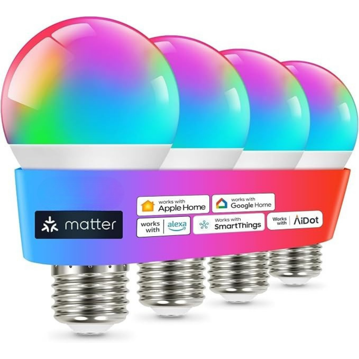Smart Light Bulb A19 RGBTW Color Changing LED 4 Pack
