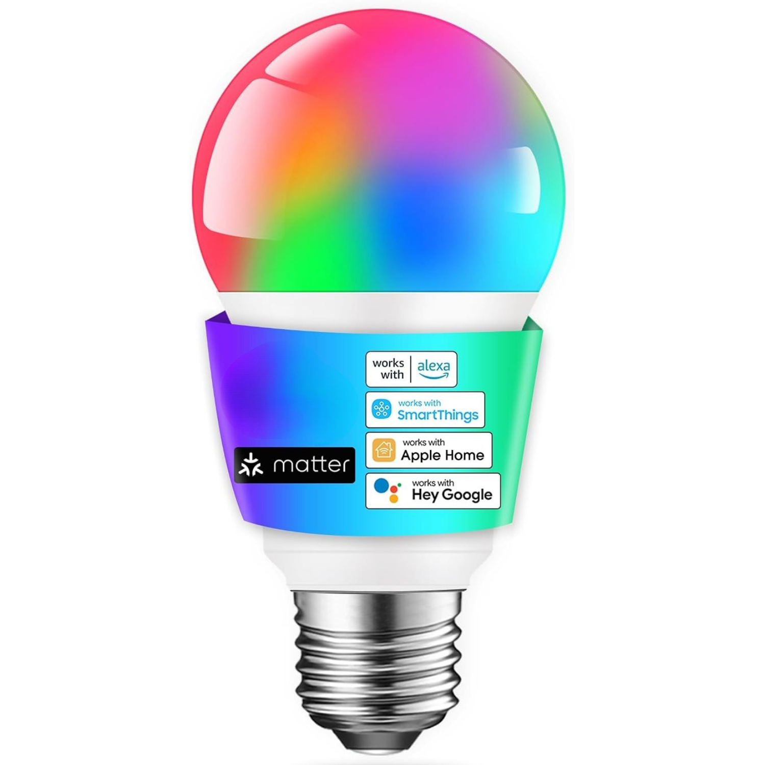Matter Smart A19 LED Light Bulb 60W Equivalent RGB E26 1 Pack