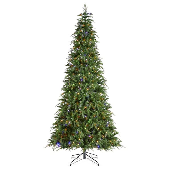 9 ft. Pre-Lit Green Full Fir Artificial Christmas Tree with 2450 Warm White/Multi-color Horse Race LED Lights