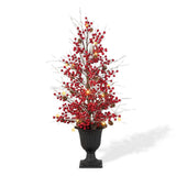 3 ft. Pre-Lit Lighted Berry and Pine Cone Urn Artificial Christmas Tree Porch Tree