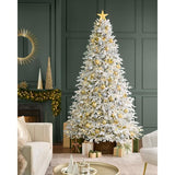 9 ft. Breckenridge Twinkling Adaptive Lighting Downswept Fraser Fir Flocked LED Pre-Lit Christmas Tree T31