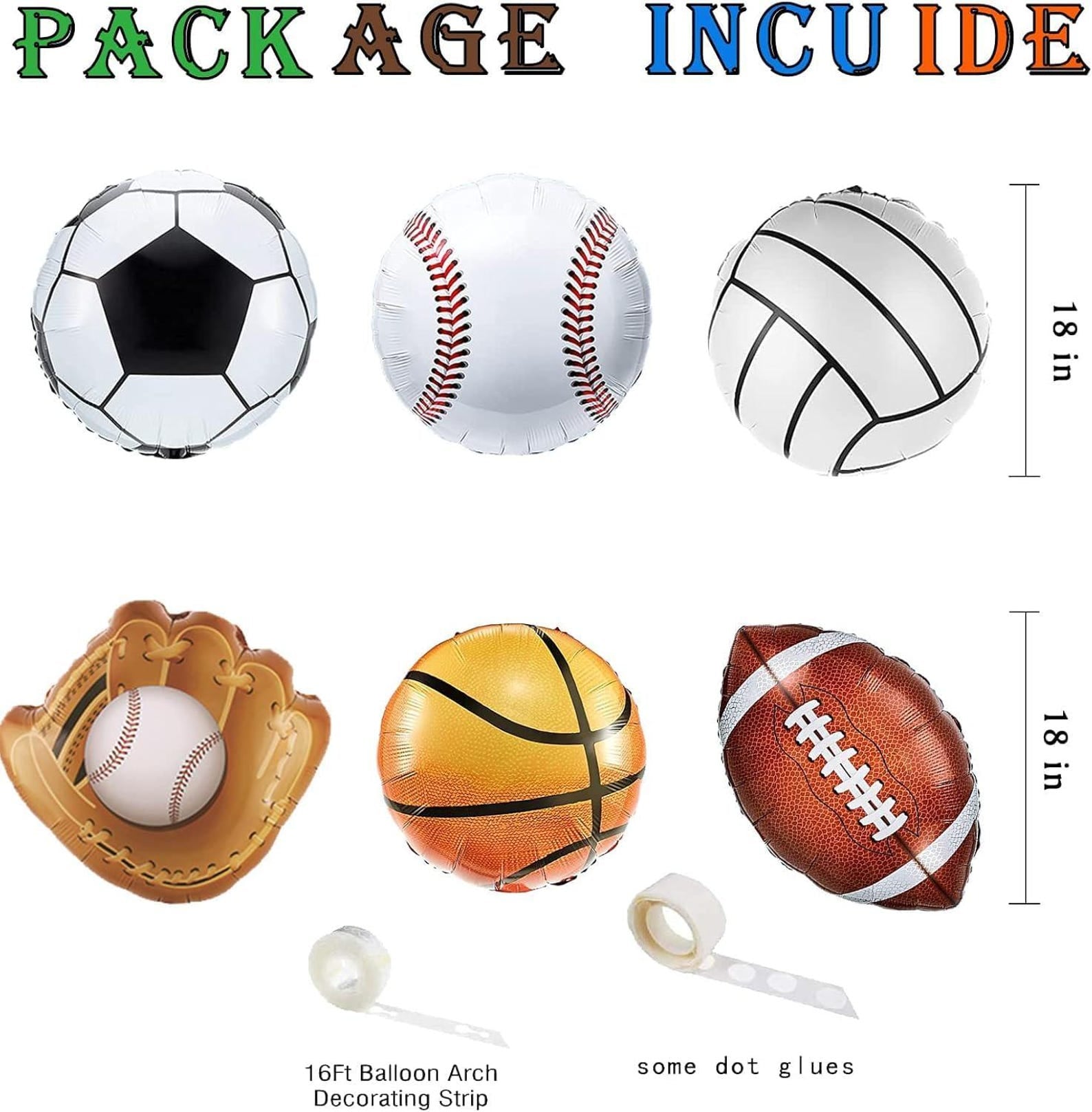 Sports Balloon Arch Garland Kit Football Party Decorations with Brown Green Orange and Blue Balloons