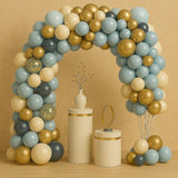 128pcs Blue & Gold Balloon Set for Retro Elegant Party Decorations