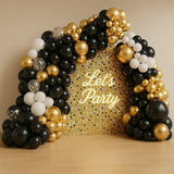 132pcs Black, White & Gold Balloon Garland Kit for Stylish Party Decor