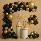 114pcs Black & Gold Balloon Set for Bold Birthday Party Decorations