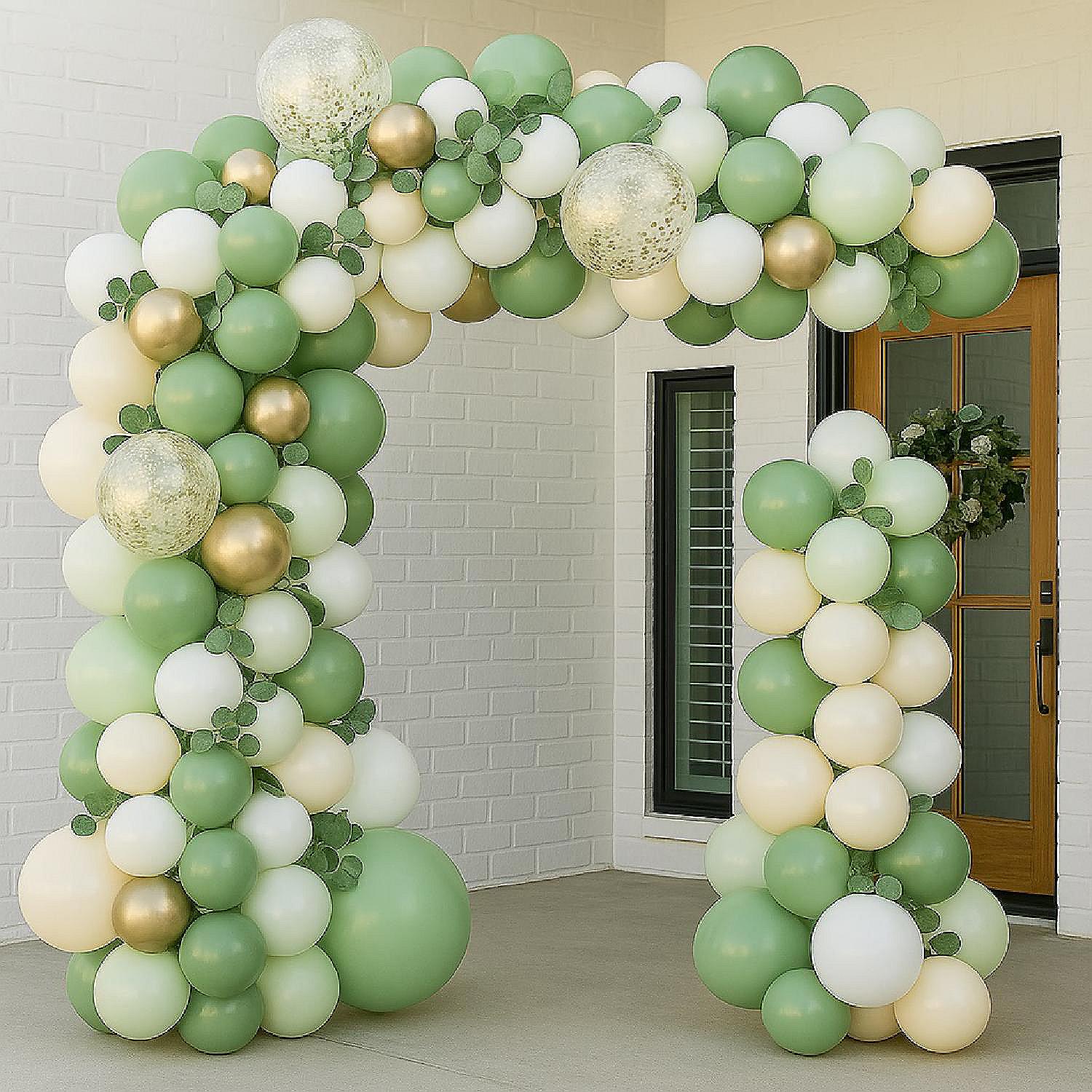 143pcs Olive Green Balloon Kit for Elegant Gender-Neutral Baby Shower Decor