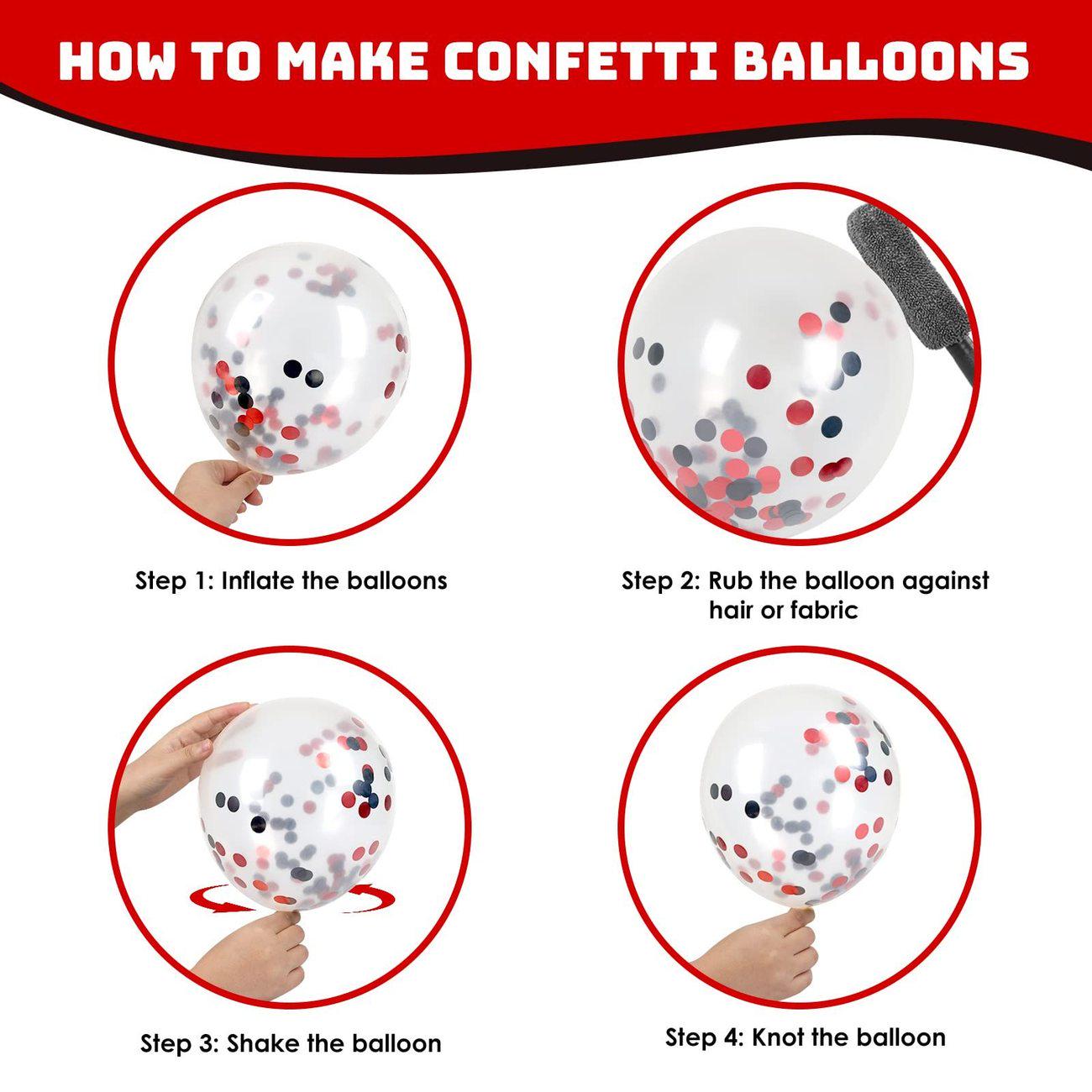 Red, Black  White Balloon Arch Set (52pcs) with Confetti  Great for Parties & Weddings