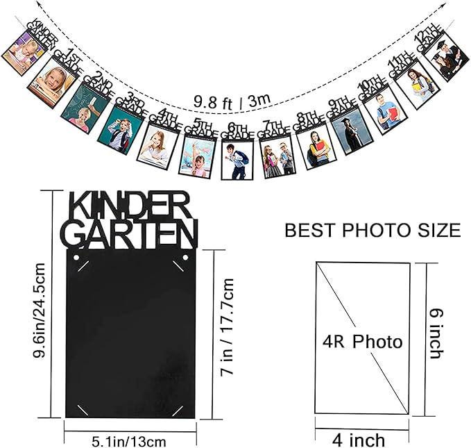 2025–2026 Graduation Photo Banner – K-12 Picture Display for Party Decor, Black, 4x6"