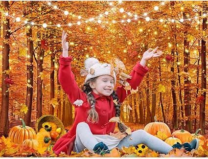 7x5FT Fall Backdrop Autumn Thanksgiving Maple Leaves Photo Background Decor