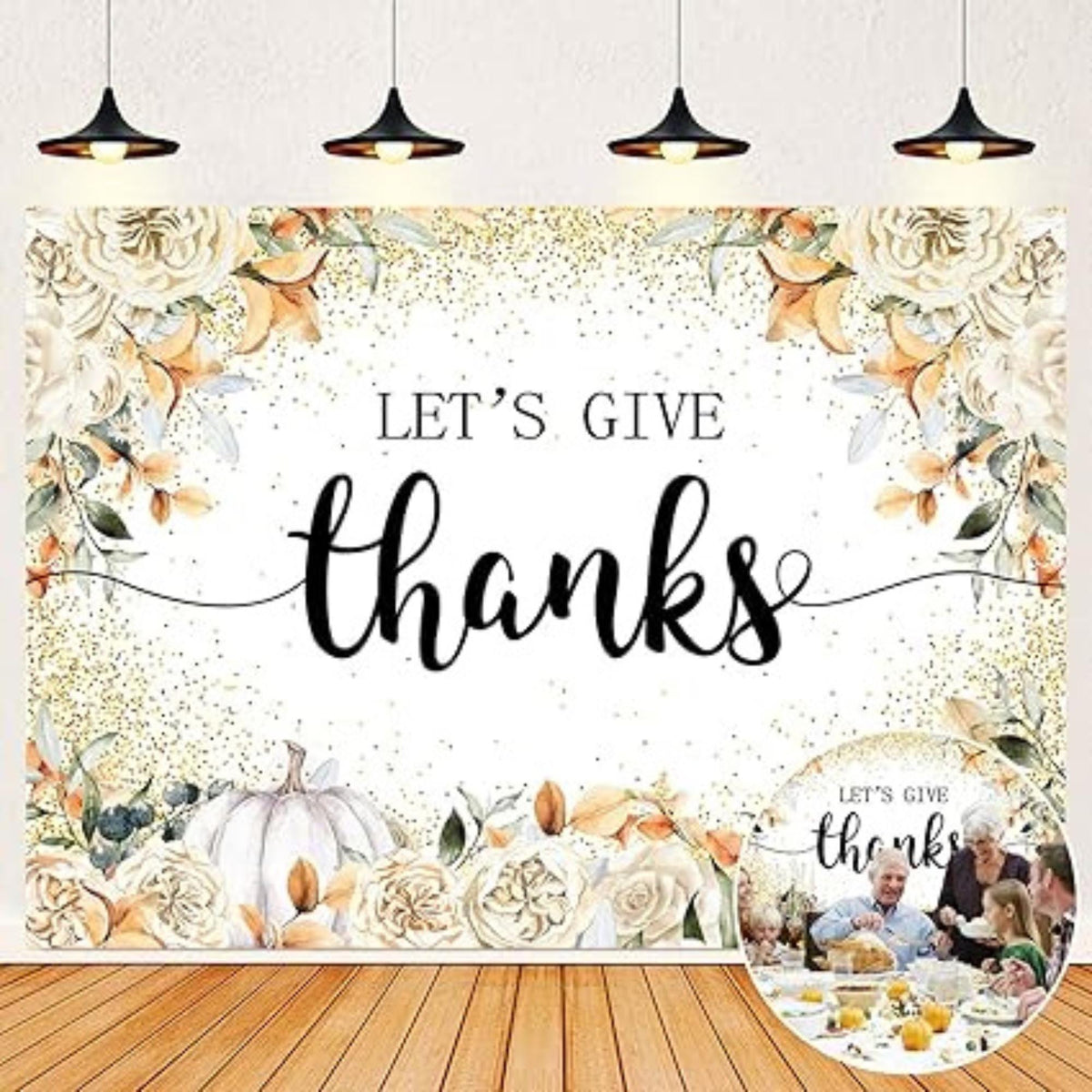 7x5FT Thanksgiving Backdrop Fall Pumpkins Boho Floral Photo Background Decor