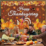 Happy Thanksgiving Banner Pumpkin Maple Leaf Turkey Backdrop Party Decorations
