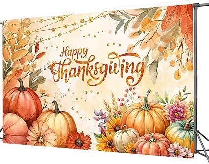 7x5FT Fall Thanksgiving Backdrop Pumpkin Harvest Photo Background Party Decor