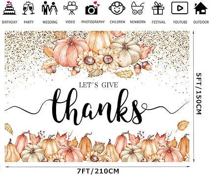 7x5FT Fall Thanksgiving Backdrop Festival Party Banner Autumn Decor