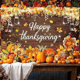 Happy Thanksgiving Backdrop Pumpkin Turkey Sunflower Wooden Fall Party Decor