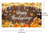 Happy Thanksgiving Backdrop Pumpkin Turkey Sunflower Wooden Fall Party Decor