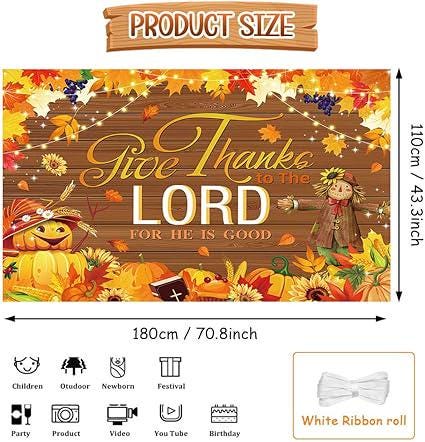 Give Thanks to The Lord Backdrop Autumn Harvest Thanksgiving Photo Background