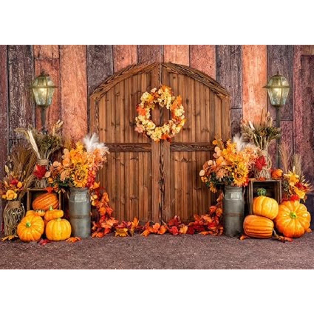7x5FT Fall Thanksgiving Backdrop Pumpkin Patch Barn Photo Background Party Decor