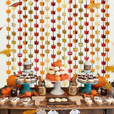 Fall Decor 2 Pack Red Gold Orange Maple Leaves Foil Fringe Backdrop Thanksgiving Party