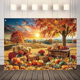 83x59 Inch Fall Backdrop Autumn Pumpkin Haystack Thanksgiving Photo Background