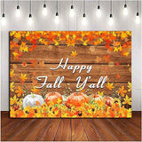 Happy Fall Yall Backdrop Pumpkin Rustic Wooden Maple Leaves 7x5FT Thanksgiving Photo Background