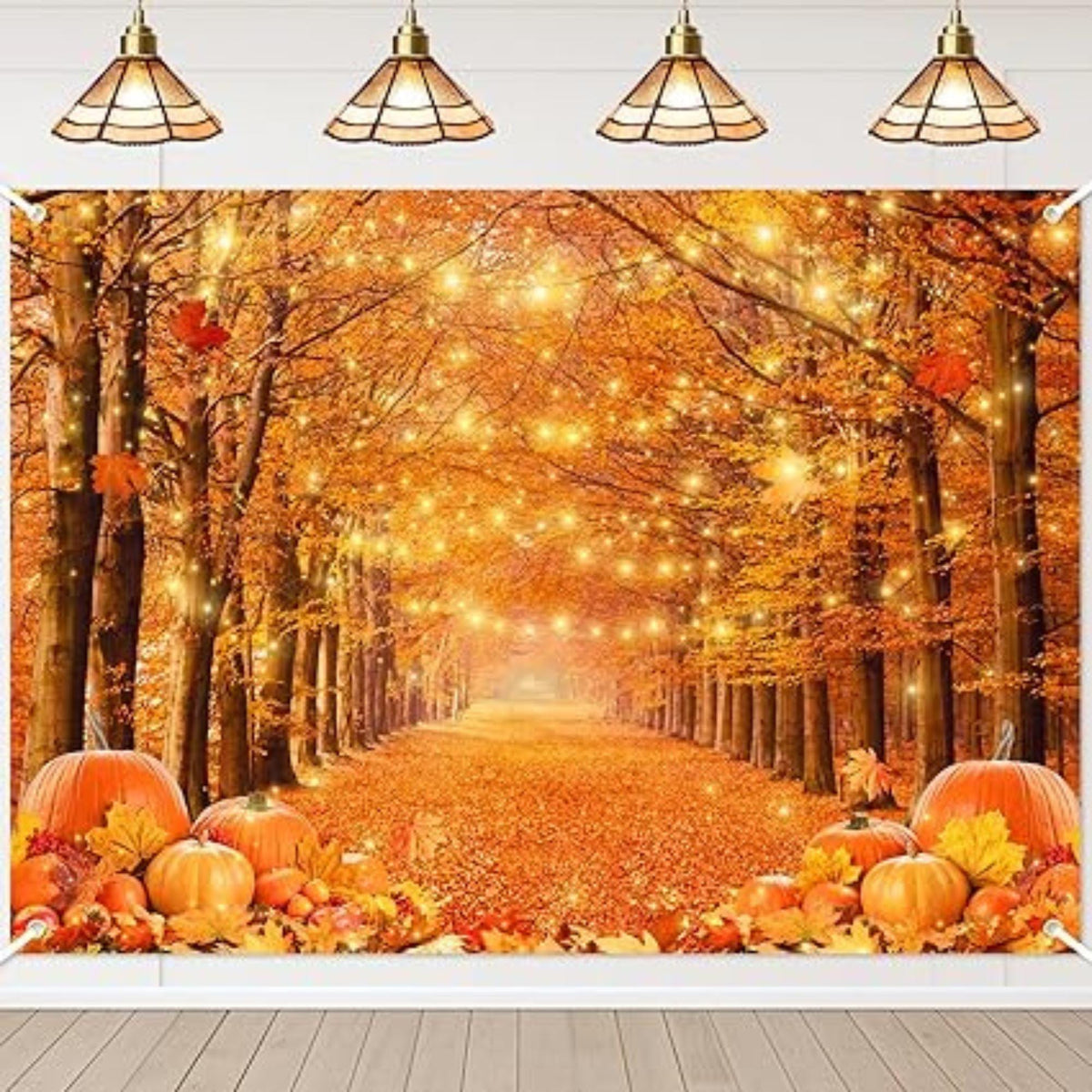 7x5FT Fall Photography Backdrop Autumn Maple Leaves Forest Thanksgiving Party Decor