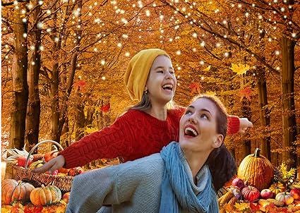 7x5ft Fall Photography Backdrop Autumn Maple Forest Pumpkin Thanksgiving Party Photo Background