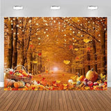 7x5ft Fall Photography Backdrop Autumn Maple Forest Pumpkin Thanksgiving Party Photo Background