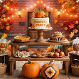 7x5ft Fall Thanksgiving Backdrop Autumn Maple Leaves Pumpkins Harvest Party Photo Banner