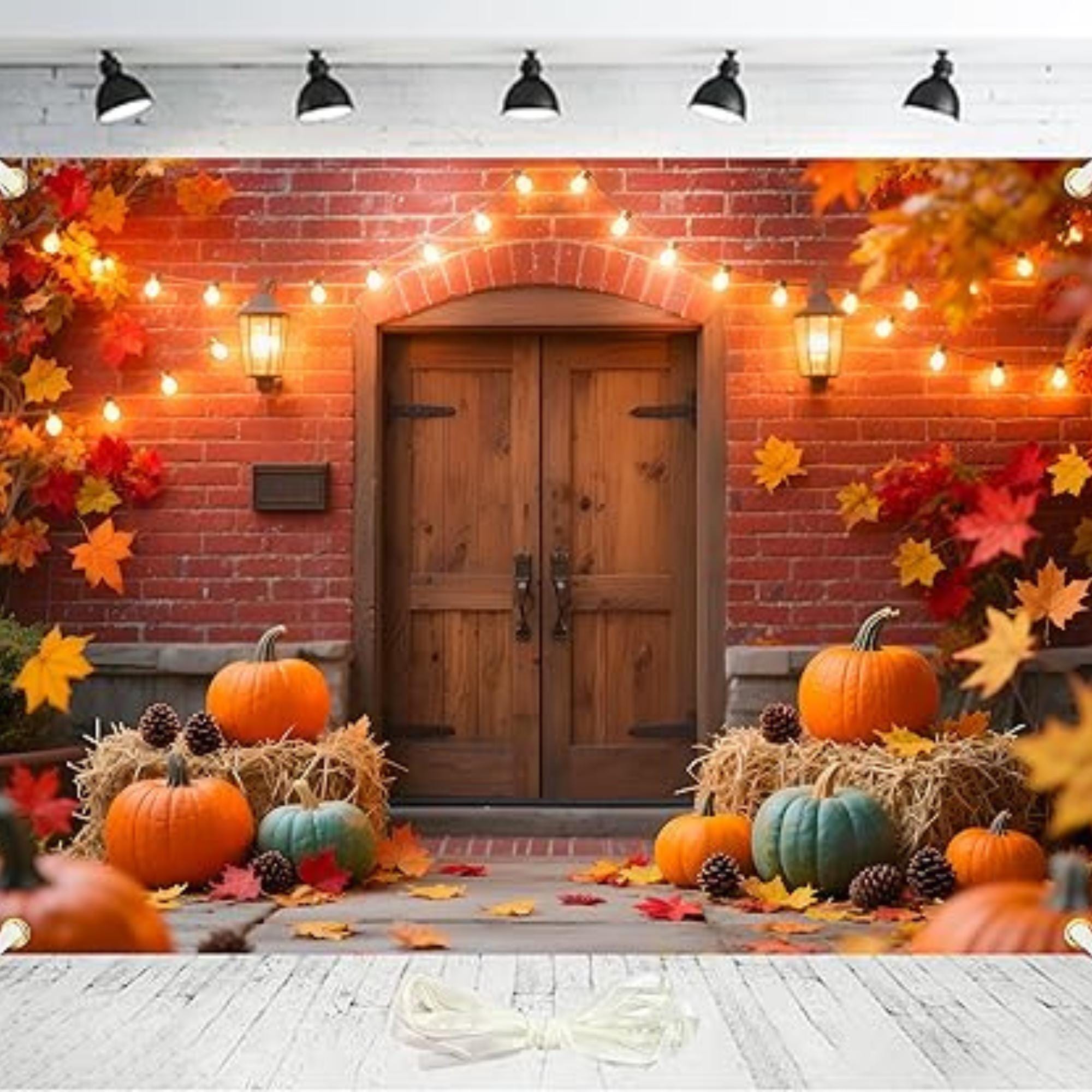 7x5ft Fall Thanksgiving Backdrop Autumn Maple Leaves Pumpkins Harvest Party Photo Banner