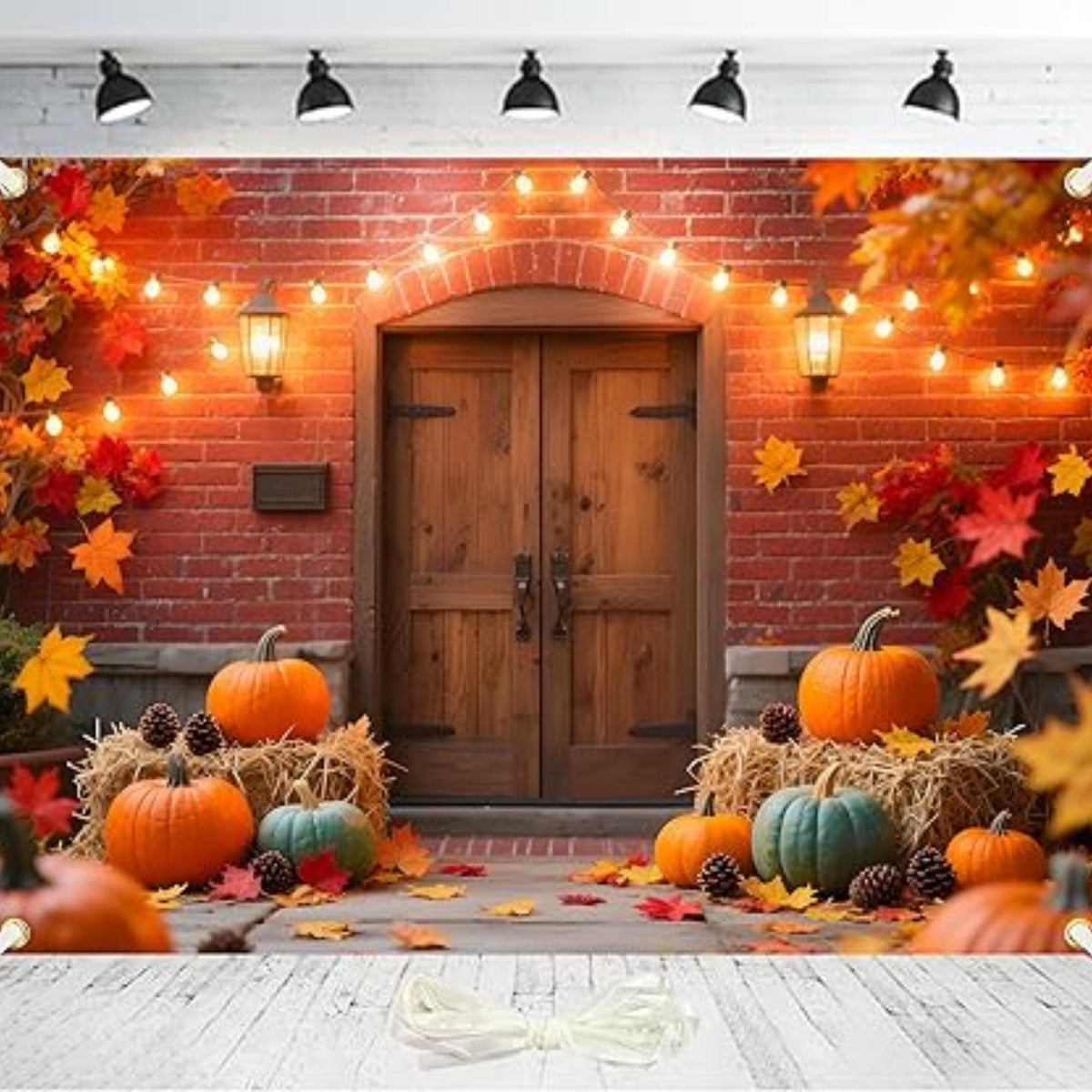 7x5ft Fall Thanksgiving Backdrop Autumn Maple Leaves Pumpkins Harvest Party Photo Banner