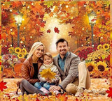 Fall Photo Backdrop Pumpkins Harvest Maple Leaves Forest Thanksgiving Party Banner 7x5FT