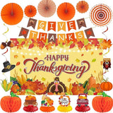 Thanksgiving Party Decorations Orange Happy Thanksgiving Banner Pumpkin Turkey Maple Leaf Set 20PC