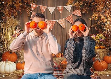 82.6x59inch Thanksgiving Backdrop Pumpkin Harvest Autumn Fall Photography Background