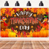 Happy Thanksgiving Banner Pumpkin Maple Turkey Backdrop Fall Party Photography Decorations