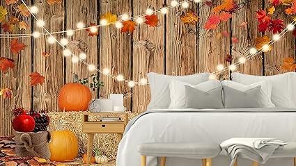 7x5ft Fall Thanksgiving Backdrop Wooden Fence Haystack Pumpkin Autumn Party Photo Background