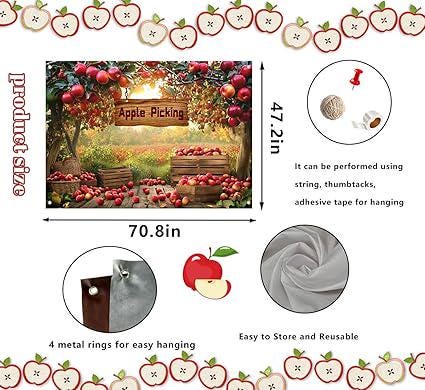 70.8x47.2in Apple Orchard Backdrop Fall Thanksgiving Party Decorations