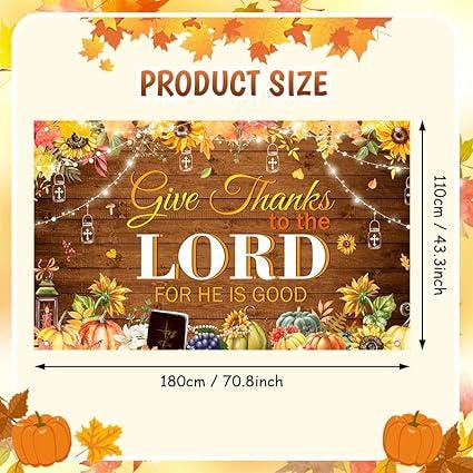 Give Thanks to The Lord Backdrop Autumn Harvest Thanksgiving Party Photo Studio Decorations
