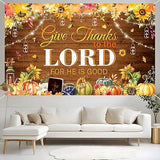 Give Thanks to The Lord Backdrop Autumn Harvest Thanksgiving Party Photo Studio Decorations
