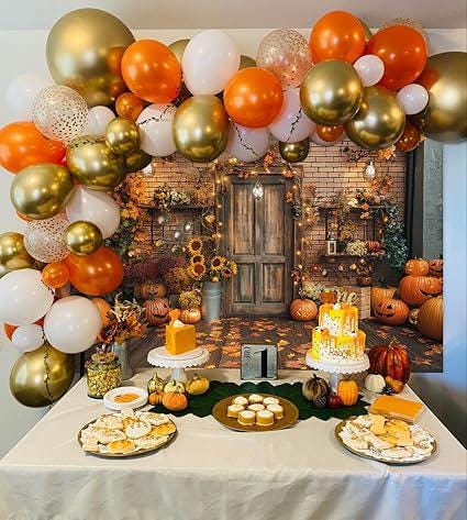 7x5ft Fall Backdrop Pumpkin Autumn Festival Maple Leaves Harvest Photography Photo Booth Background