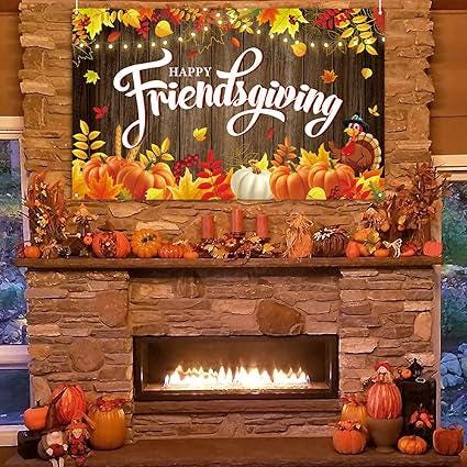 Happy Friendsgiving Photo Booth Backdrop Pumpkin Harvest Fall Thanksgiving Party 7x5ft