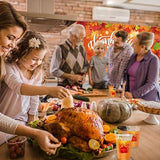 Thanksgiving Backdrop Large Happy Thanksgiving Banner Turkey Pumpkin Maple Leaf Decor