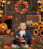 5x7ft Fall Thanksgiving Backdrop Autumn Harvest Maple Leaf Pumpkin Rustic Barn Door Banner