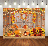 7x5ft Thanksgiving Backdrop Autumn Pumpkin Harvest Barn Fall Photography Festival Party Banner