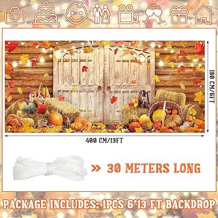 6x13ft Fall Garage Door Banner Thanksgiving Backdrop Autumn Holiday Party Wall Decor