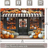 7x5ft Fall Pumpkin Shop Backdrop Rustic Autumn Maple Leaves Chrysanthemum Harvest Banner