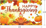Large Happy Thanksgiving Banner Backdrop with Pumpkins and Fall Leaves Decor